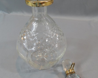 Unusual Vintage Heavy Liquor or Wine Decanter, Carafe with Stopper and Padlock, Circa 1950s