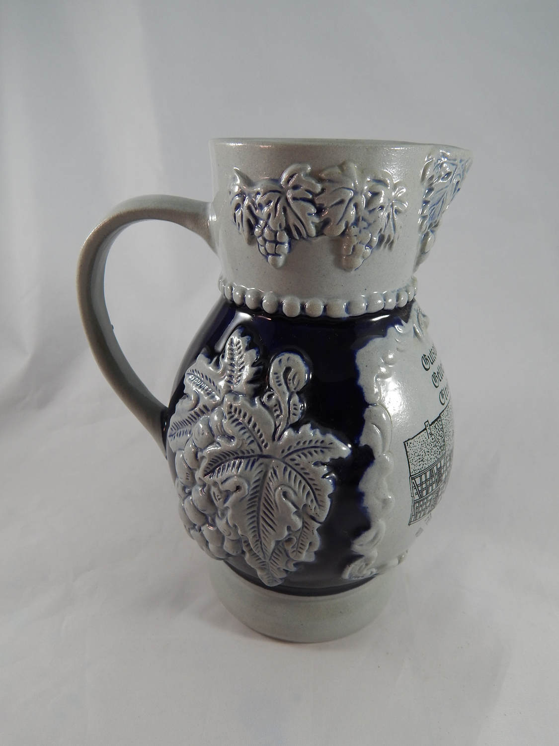 Vintage German Stoneware Wine Jug Pitcher Cobalt Blue Large 1 Litre vintage-german-stoneware-wine-jug-pitcher-cobalt-blue-large-1-litre