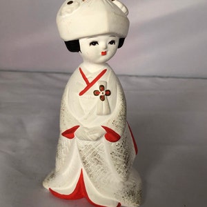 Vintage Japanese Bisque Geisha Hakata Figurine, Hakata Doll, Circa 1960s