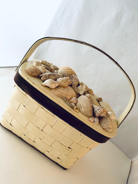 Beautiful Vintage Sea Shells Decoupage Box or Bask