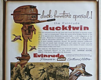 Publicité Ancienne Moteur Hors-bord Evinrude – Fastwin / Fleetwin – 1950 – Vintage