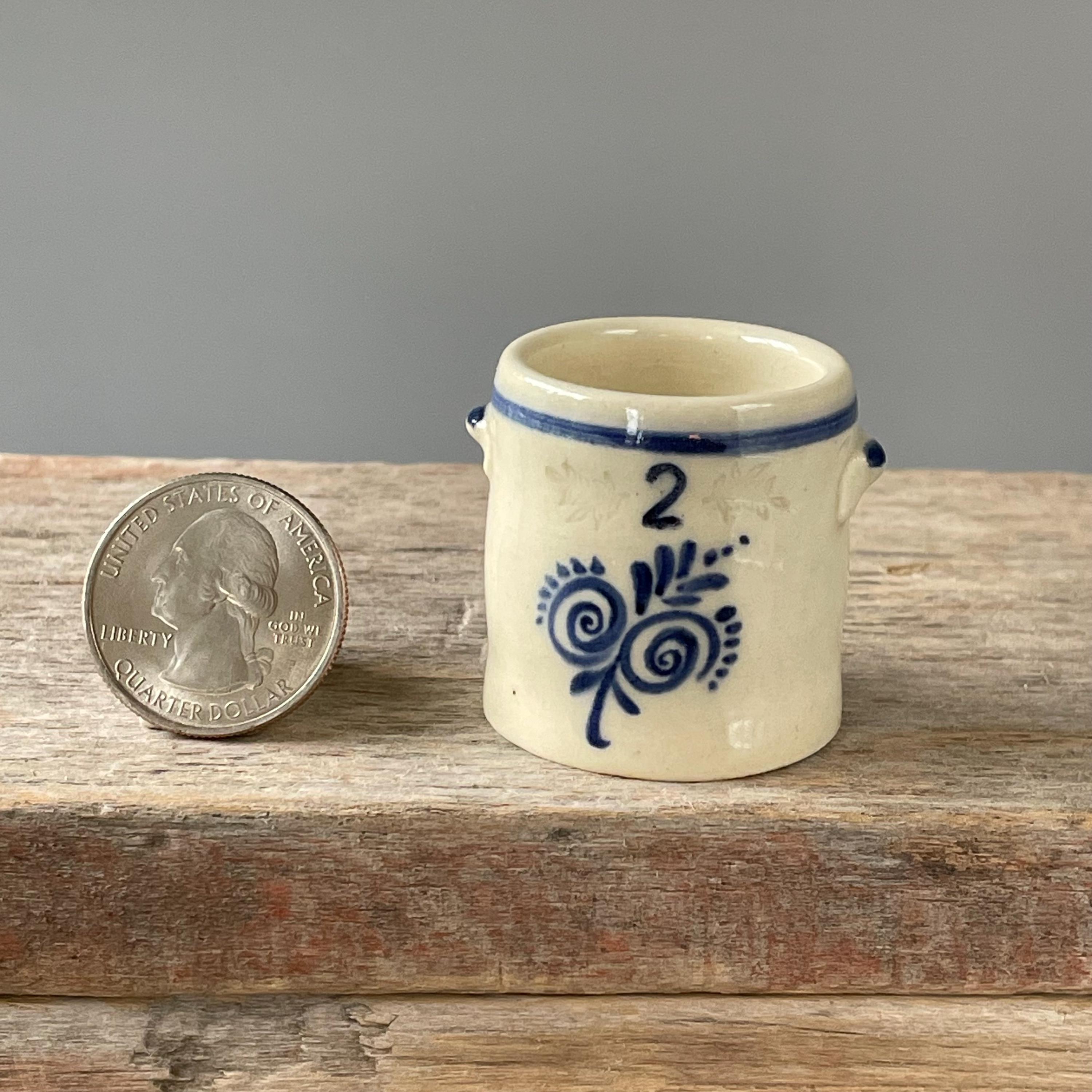 Handmade, Miniature Antique Replica Stoneware Delft Pottery Crock-cobalt  Blue Floral Design With Lug Handles on White Clay - Etsy