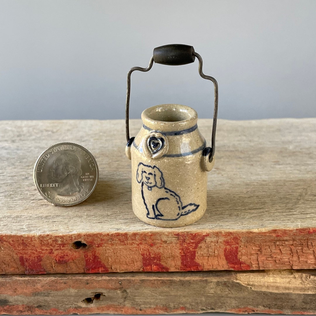 Mini Crocks Handmade, Miniature Antique Replica Stoneware Pottery Crock-cobalt Blue ...