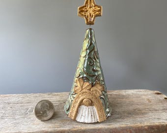 Handmade Lucky Irish Gnome Pottery: Celtic Cross & Shamrock Decor