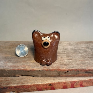 Brand New***Handmade Miniature Pottery Figurine Brown Bear, ceramic bear, in Brooklyn Red Stoneware Clay!