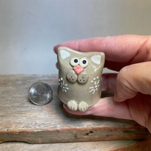 Brand New***Handmade Miniature Pottery Figurine Tubby Tabby, ceramic cat, cat with sweet cheeks!