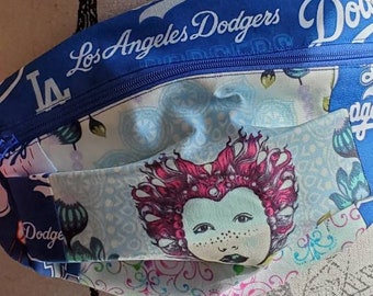 Los Angeles Dodgers and One of a kind out of print Tula Pink Elizabeth cirque du soleil Fanny pack with complimenting card case LAD fan