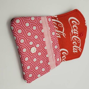 Coca-Cola Messenger Bag/crossbody purse 100% handmade with vintage and out of print licensed Coke fabric & Tula Pink snap closure, cotton image 5