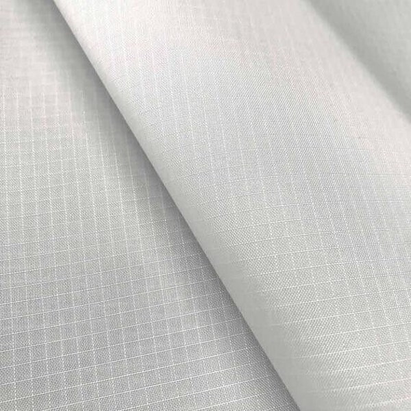 White Nylon Ripstop Fabric, Pure Finish, Suitable for Crafting & Printing, 62"