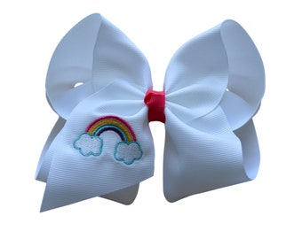 Pastel Rainbow Embroidered Bow