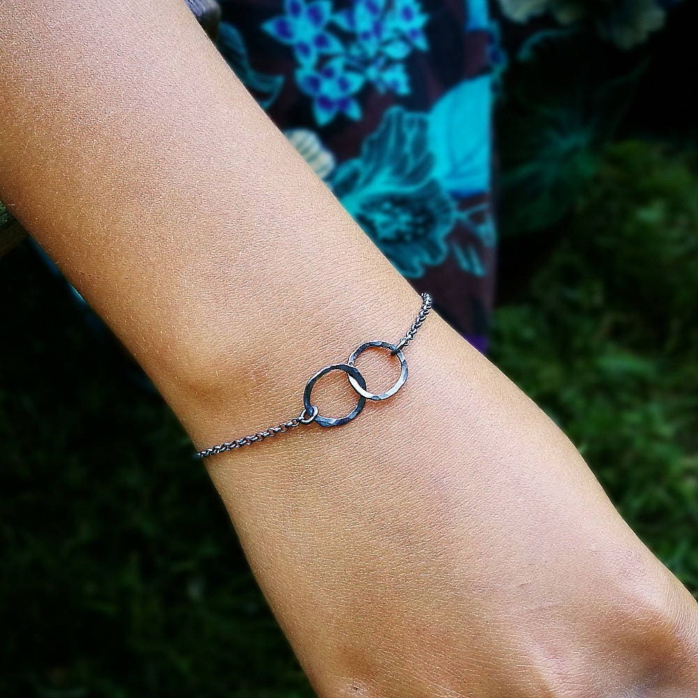Double Infinity Bracelet Silver, Friendship Bracelet for 2, Interlocking  Circles Eternity Bracelet for Women Sterling Silver, Rose Gold 