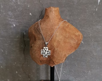 Cross Silver Charm, Oxidized Cross Pendant, Oxidized Sterling Silver, Contemporary Mixed Metal Necklace, Modern, Chic.