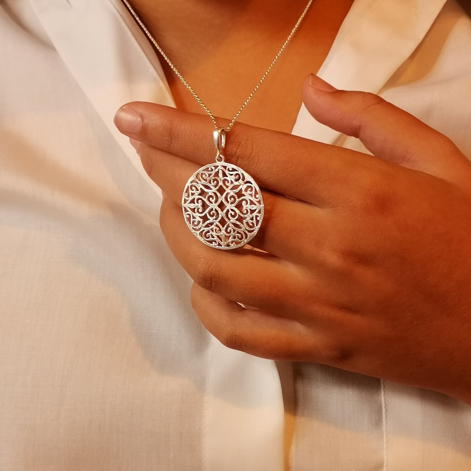 Mandala silver necklace Clearance