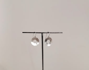 Hammered Sterling Silver Hoop Earrings, Handmade Dangle Circle Earrings