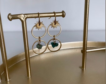 Boucles d'oreilles pendantes, boucles d'oreilles solaires, boucles d'oreilles soleil, bijoux soleil, bijoux minimalistes, cadeau pour elle