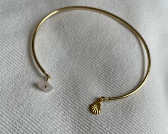 Bracelet rush • bracelet golden rush bracelet with fine gold 24 carats • shell bracelet • natural stone bracelet • bracelet rush summer