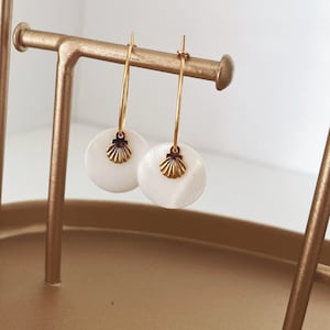 Shell earrings • Shell hoops • Shell jewelry • Stainless steel earrings • Valentine&#39;s Day gift for women
