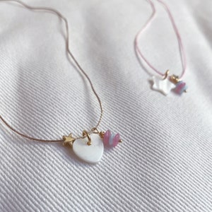 MALICIEUSE necklace • little girl necklace • little girl necklace • heart necklace • pearly star necklace • girl gift • girl Easter gift