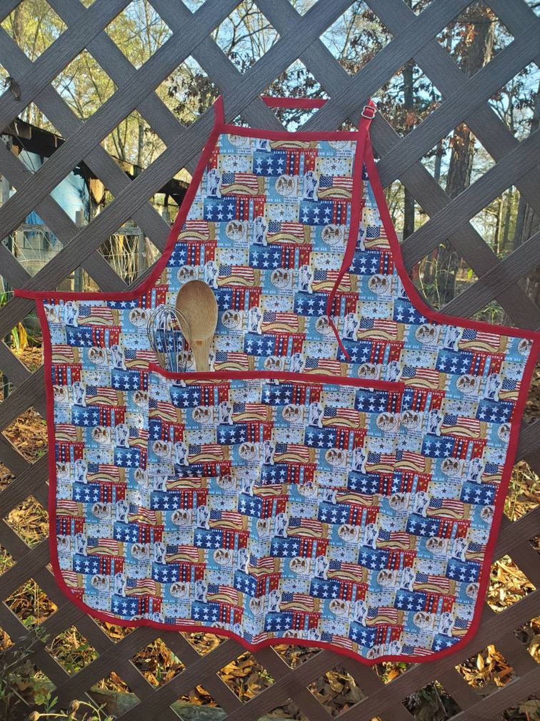 Handmade Patriotic USA Flag Apron, Adjustable Apron, Unisex Apron ...