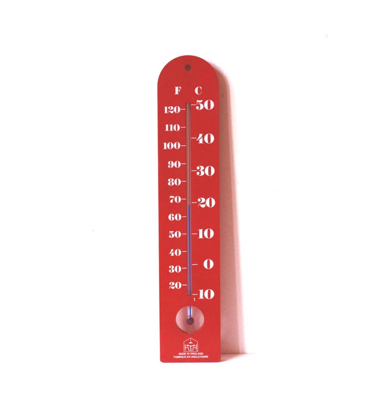 Vintage 1970s Large Red Plastic Habitat Thermometer image 1