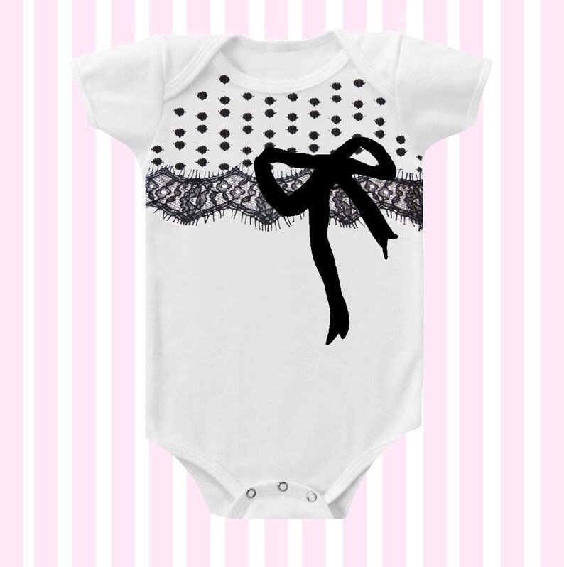 Designer Black lace and Bow Inspired Baby Girl Bodysuit by SimplyBaby