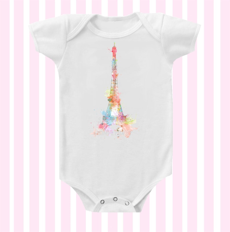 Pastel Eiffel Tower Inspired Baby Girl Bodysuit by SimplyBaby