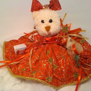 Osito de peluche navideño &quot;Holly&quot;, elegante regalo navideño de 20 cm, peluche coleccionable, osito de artista original, hecho a mano, muñecos, adornos navideños