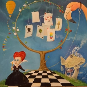 Alice nel Paese delle Meraviglie Red Queen Flamingo Cards Fungo Caterpillar Tim Burton Film