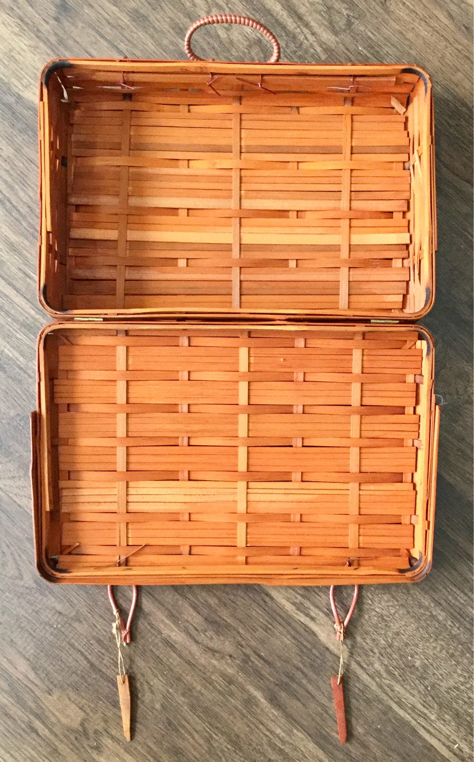 Vintage Wicker / Straw Picnic Basket Mid Century Wicker Etsy