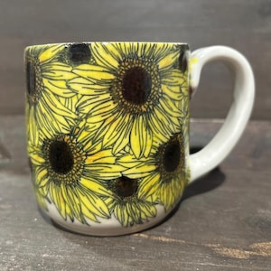 Handmade Sunflower Porcelain Mug