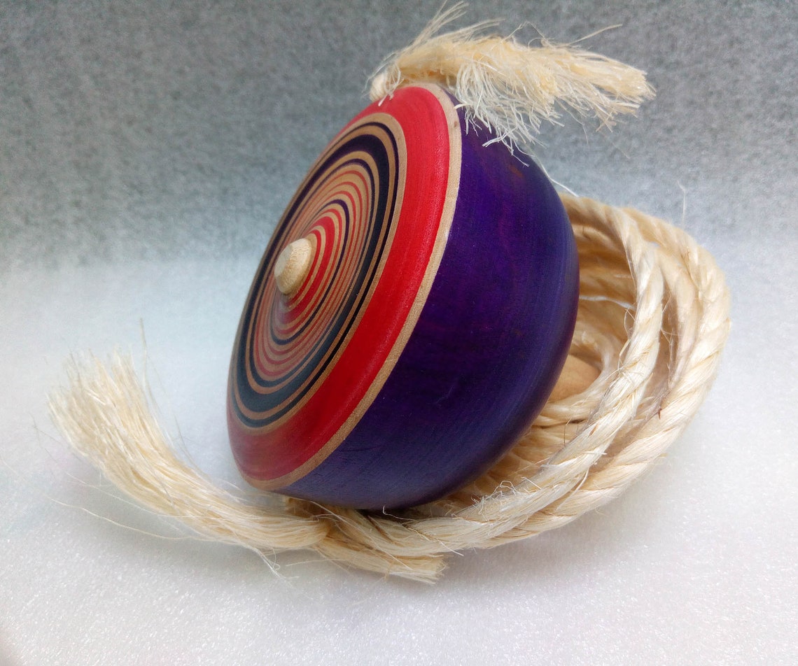 Vintage Japanese Spinning Top Koma Wooden Toy with String Etsy