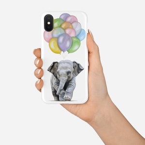 Elephant phone case, animal iphone smartphone case, iPhone 16 case, elephant gift, animal lover gift, art phone case, balloons phone case