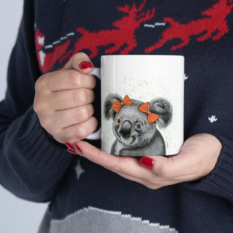 Personalized koala mug, koala gift, koala Ceramic Mug, koala coffee cup, custom name mug, personalizable animal mug, koala art mug image 4