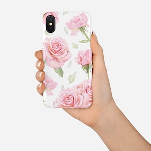 Watercolor roses phone case, roses iphone 16 case, botanical phone case, floral phone cover, roses samsung case, pink roses art iphone cover