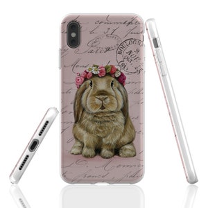 Bunny phone case, rabbit phone case, bunny gift, animal phone case, art phone case, pink phone case, tpu phone case, girly phone case, bunny