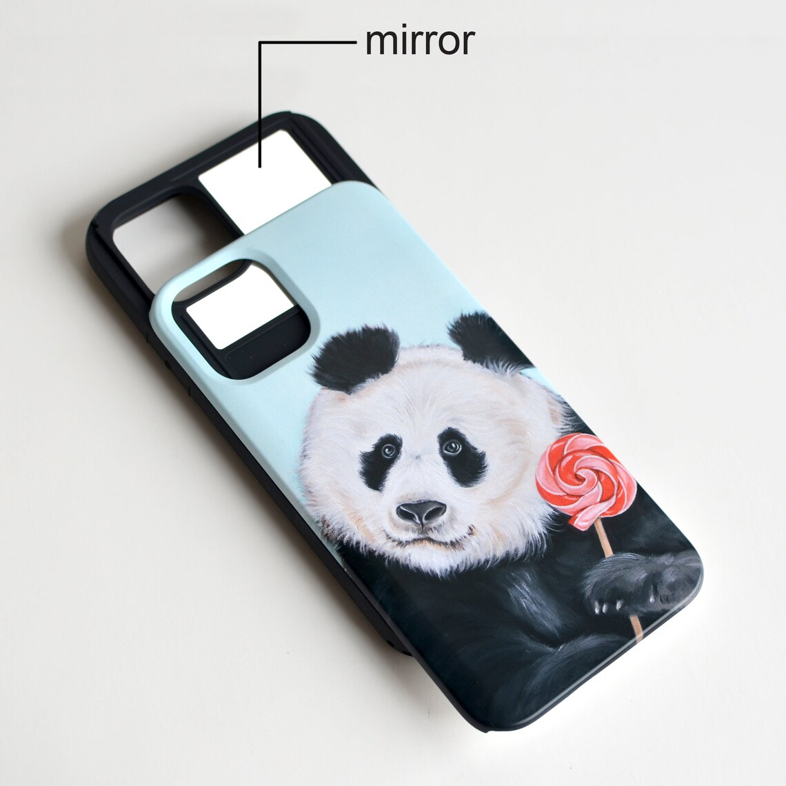 Panda slider phone case animal phone case with card and Etsy