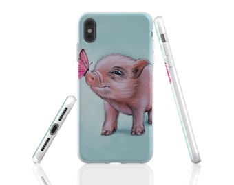 Pig phone case, mini pig phone case, piglet iphone case, pig gift, mini pig gift, animal phone case, pig lover gift, teacup pig phone case