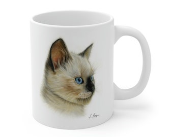 Tasse en céramique de chat, tasse de chat siamois, tasse d’art de chat réaliste, tasse à café animale, tasse d’amant de chat, tasse à café de chaton, tasse à thé de chat