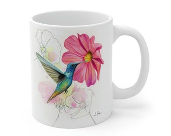 Hummingbird mug, hummingbird coffee mug, Hummingbird Gifts for Women, Humming Bird Gifts, Bird Lover Gifts, Bird Mug, Hummingbird White Mug
