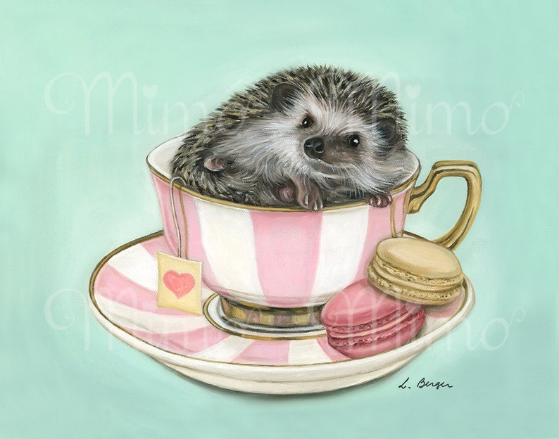 Hedgehog art print. Hedgehog giclee print. Whimsical nursery art. Animal nursery decor. Printed nursery wall art. Hedgehog gift. Pet art. image 5