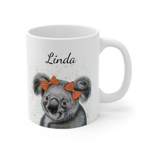 Personalized koala mug, koala gift, koala Ceramic Mug, koala coffee cup, custom name mug, personalizable animal mug, koala art mug image 1