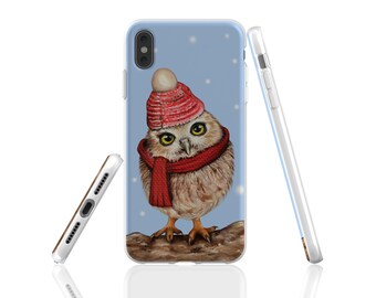 Baby Owl iPhone Case, Winter Art, Clear Flexible Phone Case