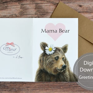 Mama Bear Printable Card, Printable Mother's Day Card, Mama Bear Mother ...