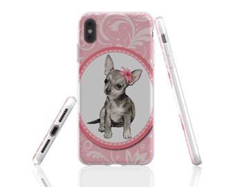Chihuahua phone case, chihuahua gift, dog phone case, dog lover gift, art phone case, clear iphone 14 case, dog portrait, tpu phone case
