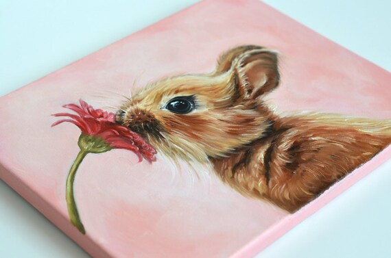 Bunny canvas, nursery wall art, bunny nursery decor, rabbit canvas print, bunny art, bunny giclee canvas, kids canvas, bunny painting, bunny