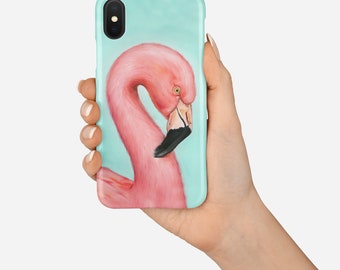 Flamingo phone case, flamingo iphone 15 case, animal phone case, pixel phone case, art phone case, samsung galaxy case, pink phone case