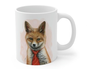 Fox coffee mug, red fox gift, fox ceramic mug, woodland animal mug, fox kits coffee cup, baby fox mug, stylish fox art