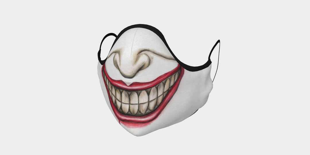 Joker Smile Face Mask With Filter Pocket Joker Face Mask Etsy Canada