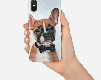 Bulldog art phone case, dog phone case, french bulldog gift, dog lover gift, french bulldog phone case, art phone case, bulldog portrait