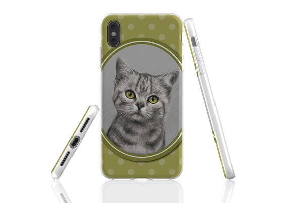 Cat phone case, cat lover gift, cat iPhone case, polka dot phone case, cat gift, cat iphone 16 case, kitten phone case, cat galaxy case, cat